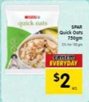 Spar - Quick Oats 750gm offers at $2 in SPAR