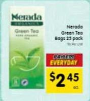 Nerada - Green Tea Bags 25 Pack offers at $2.45 in SPAR