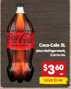Coca Cola - 2l (non-refrigerated) offers at $3.6 in SPAR
