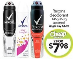 Rexona - Deodorant 145g-150g Assorted offers at $7.98 in Cheap As Chips