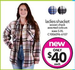 Ladies Shacket Woven Check Assorted Colours Sizes S-xl offers at $40 in Cheap As Chips