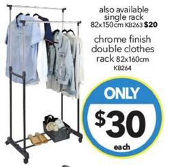Chrome Finish Double Clothes Rack offers at $30 in Cheap As Chips