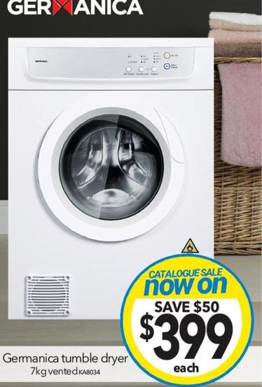 Germanica - Tumble Dryer 7kg offers at $399 in Cheap As Chips