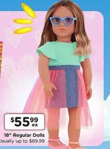 18" Regular Dolls offers at $55.99 in Toyworld