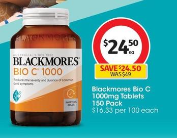 Blackmores - Bio C 1000mg Tablets 150 Pack offers at $26.21 in Coles