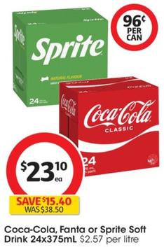 Coca Cola - Soft Drink 24x375ml offers at $23.1 in Coles