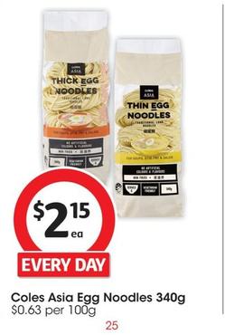 Coles - Asia Egg Noodles 340g offers at $2.15 in Coles