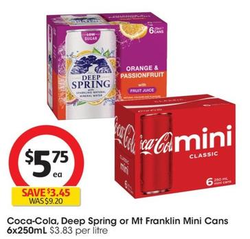Coca Cola - Mini Cans 6x250mL  offers at $5.75 in Coles