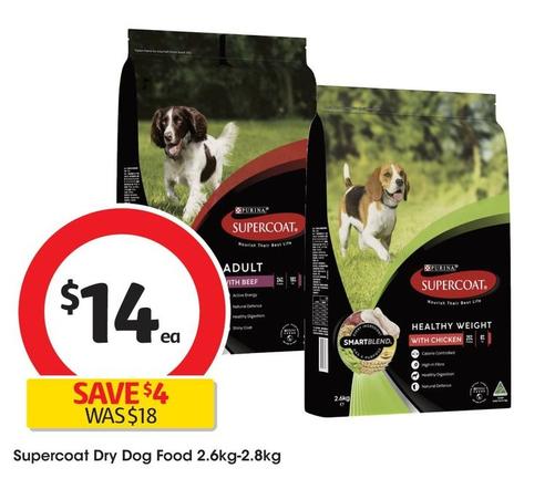 Purina - Supercoat Dry Dog Food 2.6kg-2.8kg offers at $14 in Coles