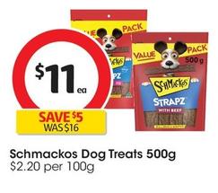 Schmackos - Dog Treats 500g offers at $11 in Coles