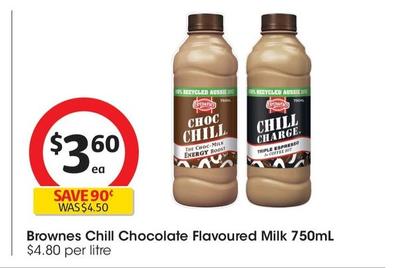 Brownes - Chill Chocolate Flavoured Milk 750ml offers at $3.6 in Coles