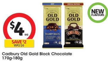 Cadbury - Old Gold Block Chocolate 170g-180g offers at $4 in Coles
