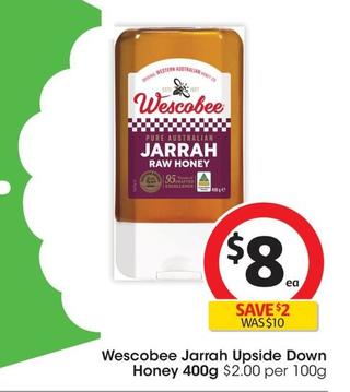 Wescobee - Jarrah Upside Down Honey 400g offers at $8 in Coles