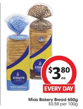 Mias - Bakery Bread 650g offers at $3.8 in Coles