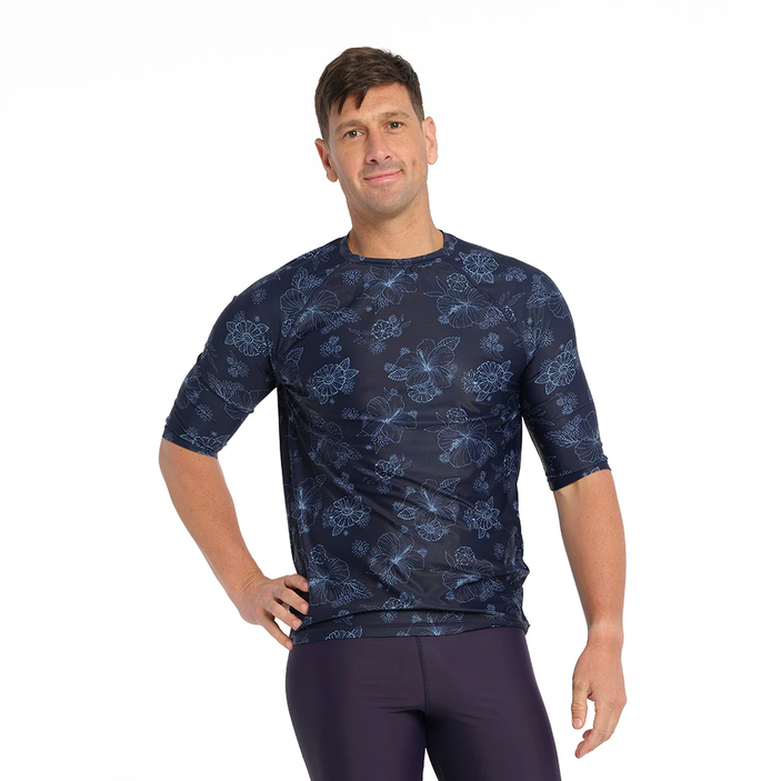Mens Blue Bay Floral SS Rashie offers at $25 in Cancer Council