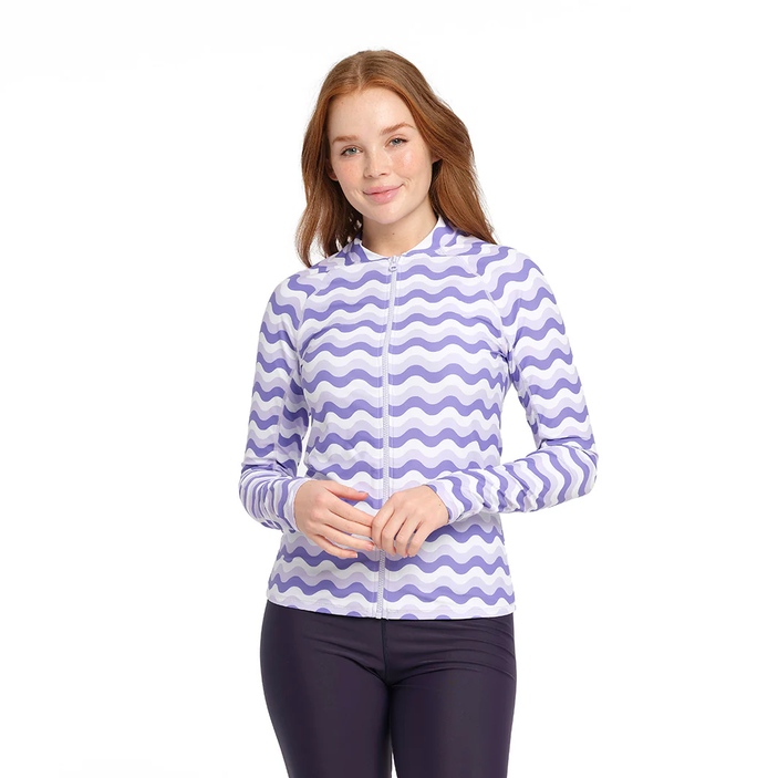 Womens Lilac Chevron LS Swim Jacket offers at $27.5 in Cancer Council