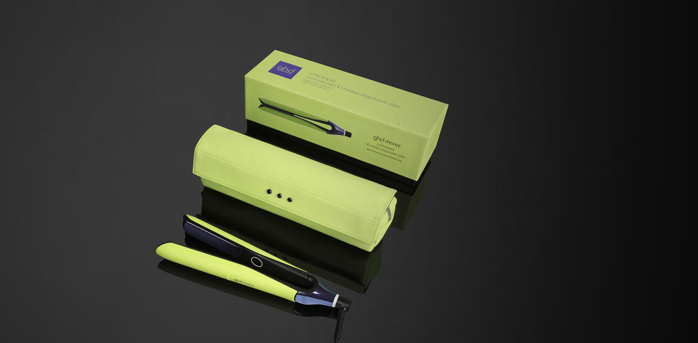 NEW GHD CHRONOS HAIR STRAIGHTENER IN CYBER LIME offers at $475 in ghd