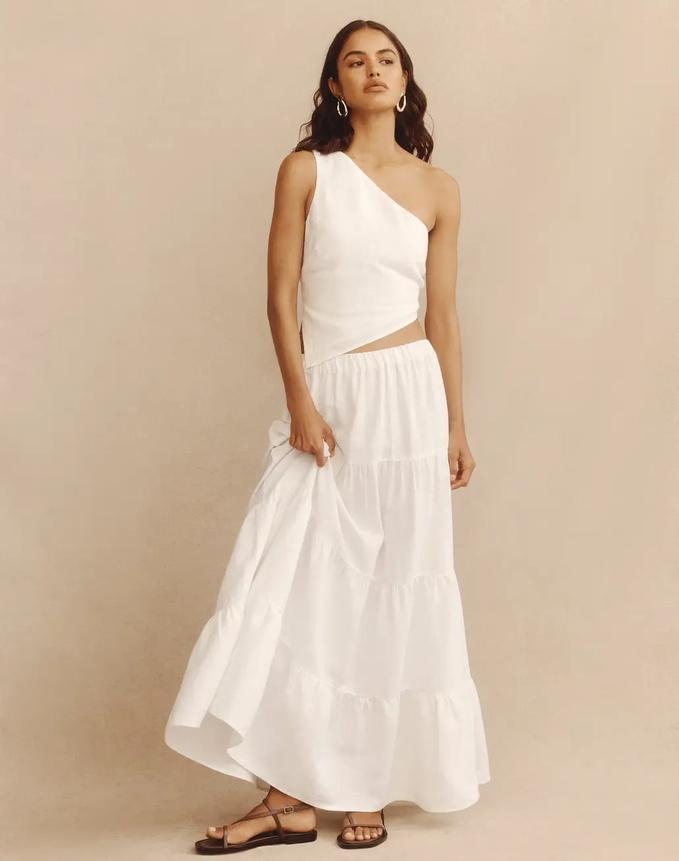 Linen Blend Tiered Maxi Skirt offers at $49.99 in Glassons