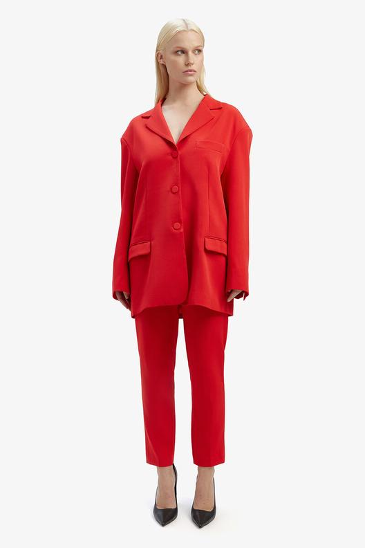 Akia Oversized Blazer In Famous Red offers at $249.99 in Bardot