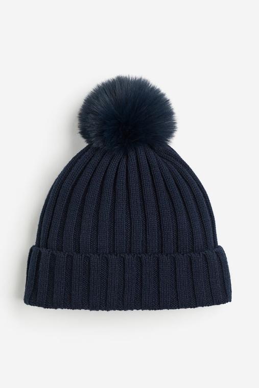 Rib Knit Pompom Beanie offers at $14.99 in H&M