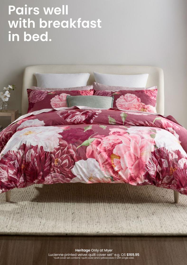 Heritage - Lucienne Printed Velvet Quilt Cover Set offers at $169.95 in Myer