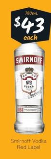Smirnoff - Vodka Red Label offers at $43 in Cellarbrations