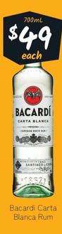 Bacardi - Carta Blanca Rum offers at $50 in Cellarbrations