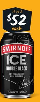 Smirnoff - Ice Double Black 6.5% Premix Cans 375ml offers at $52 in Cellarbrations