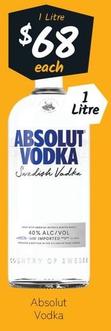 Absolut - Vodka offers at $68 in Cellarbrations