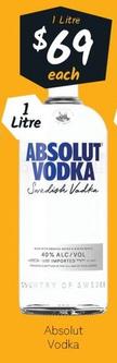 Absolut - Vodka offers at $69 in Cellarbrations