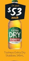 Tooheys - Extra Dry Stubbies 345ml offers at $53 in Cellarbrations