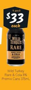 Wild Turkey - Rare & Cola 8% Premix Cans 375ml offers at $33 in Cellarbrations
