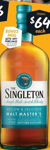 The Singleton - Malt Master’s Selection Single Malt Scotch Whisky offers at $64 in Cellarbrations