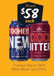 Tooheys - New Or Xxxx Bitter Block Cans 375ml offers at $60 in Cellarbrations
