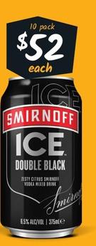 Smirnoff - Ice Double Black 6.5% Premix Cans 375ml offers at $53 in Cellarbrations