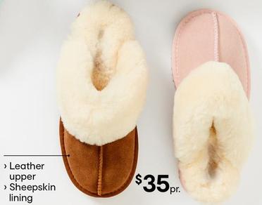 Sheepskin Scuffs offers at $35 in Kmart