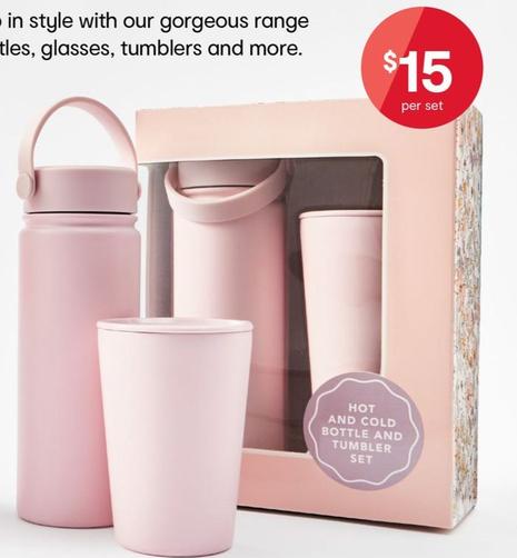 Stainless Steel Double Wall Bottle And Travel Cup Gift Set offers at $15 in Kmart
