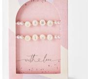 2 Pack Mini Me Beaded Bracelets - Gold Tone and White offers at $8 in Kmart