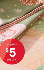 4 Pack Mudyin Ngurrawa Napkins offers at $5 in Kmart
