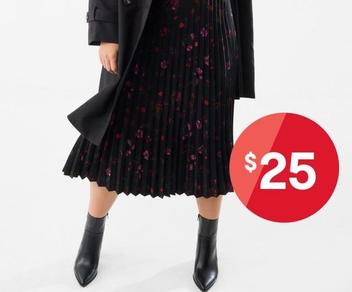 Pleated Midi Skirt offers at $25 in Kmart
