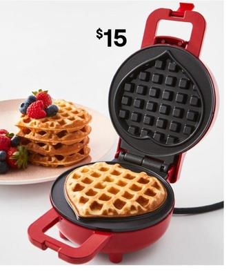 Mini Heart Waffle Maker offers at $15 in Kmart