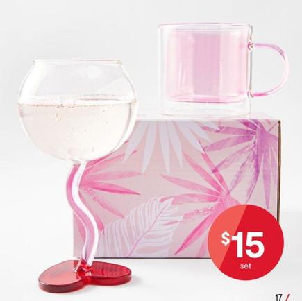 Double Wall Mug And Heart Glass Set offers at $15 in Kmart