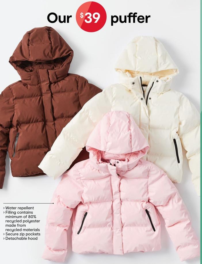 Active Womens Bonded Crop Puffer Jacket offers at $39 in Kmart