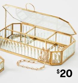 Fluted Glass Jewellery Box offers at $20 in Kmart