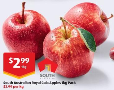 South Australian Royal Gala Apples 1kg Pack offers at $2.99 in ALDI