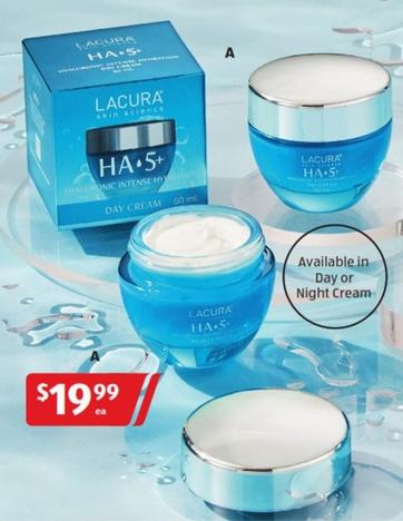 HA5+ Hyaluronic Intense Hydration Day Or Night Cream 50ml offers at $19.99 in ALDI