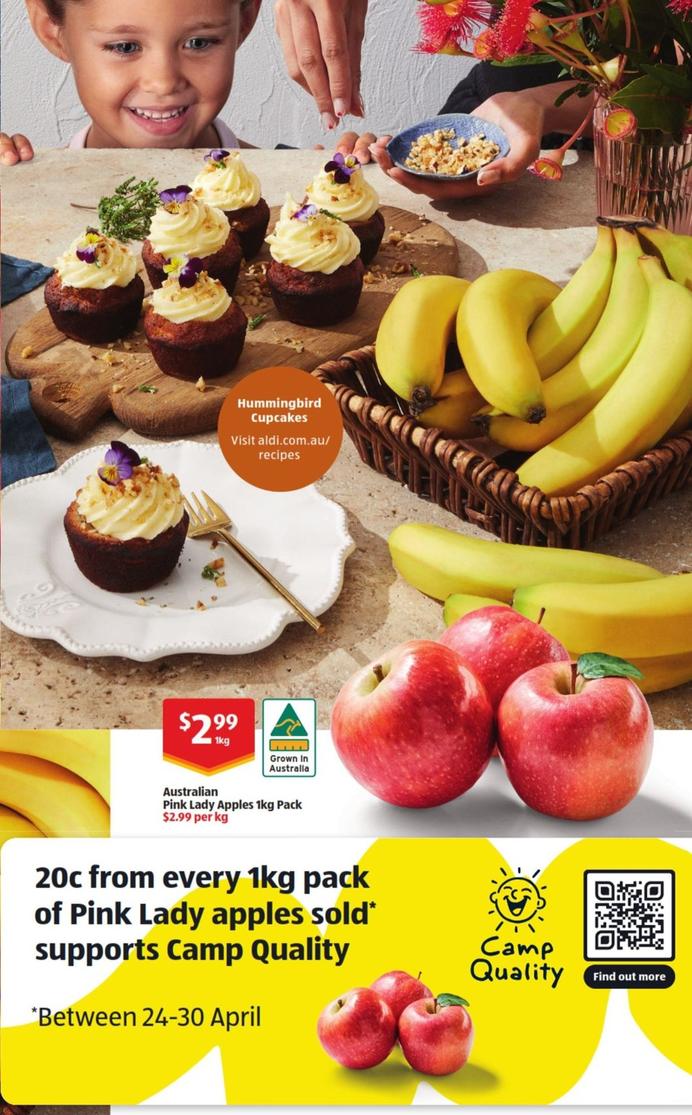 West Australian Pink Lady Apples 1kg Pack offers at $4.49 in ALDI