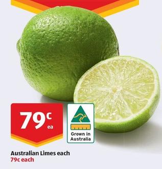 Australian Limes Each offers at $0.79 in ALDI