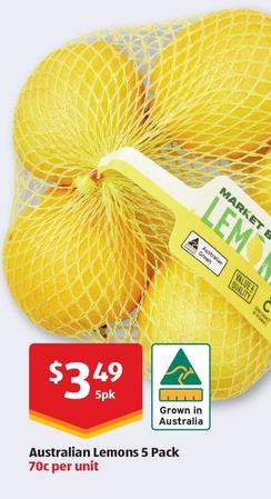 Australian Lemons 5 Pack offers at $3.49 in ALDI
