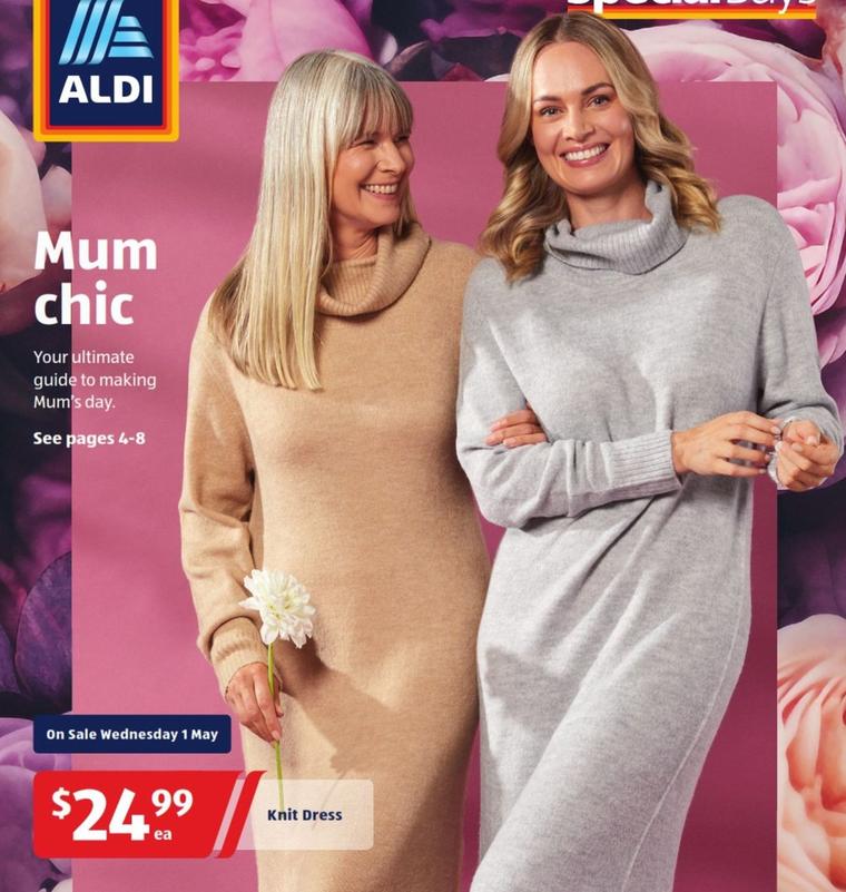 Knit Dress offers at $24.99 in ALDI